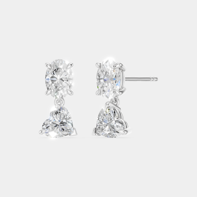 Addison 0.50ct oval heart shape drop earrings in 18ct white gold