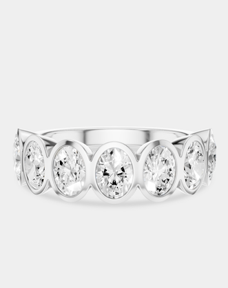 Tournon 0.20ct oval bezel set half eternity band in 18ct white gold