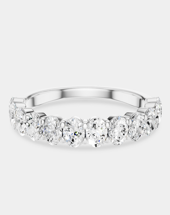 Surry 0.10ct oval North-South half set wedding band in platinum