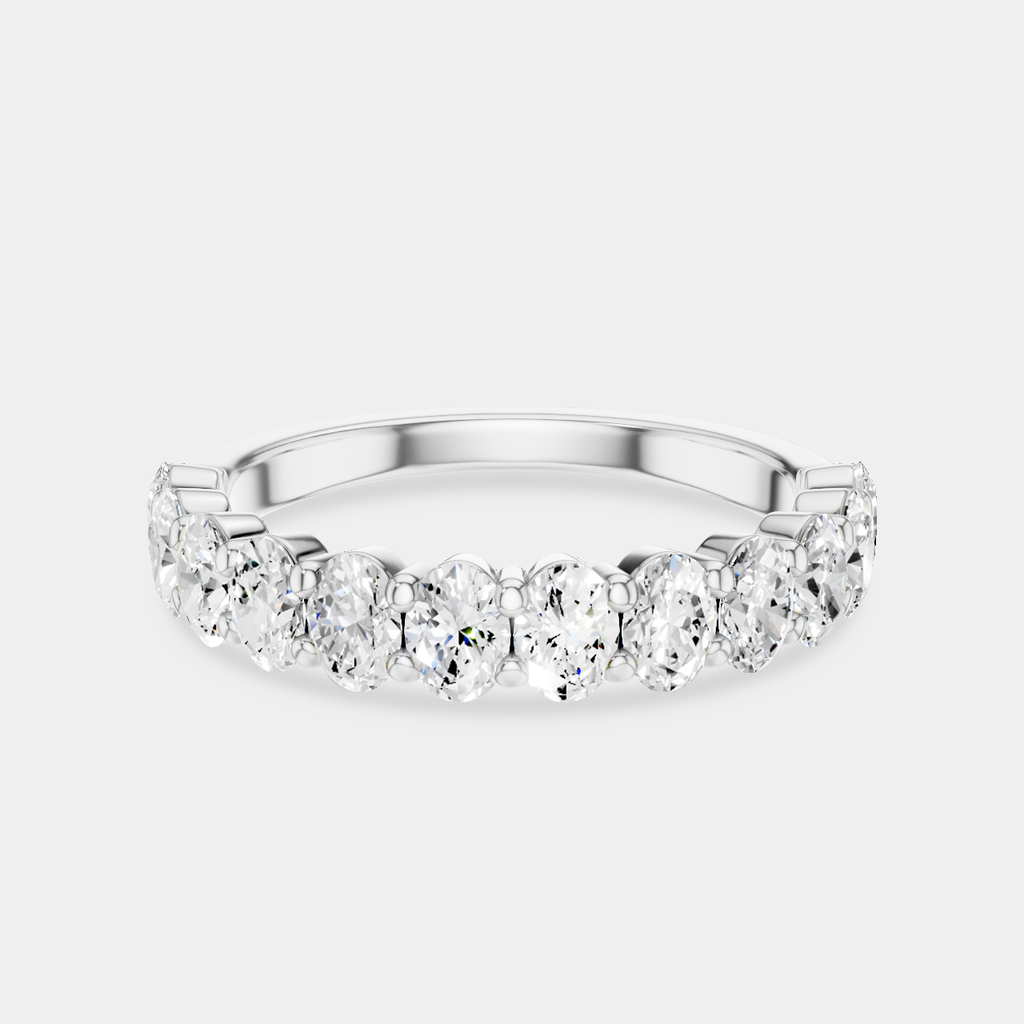 Surry 0.10ct oval North-South half set wedding band in platinum
