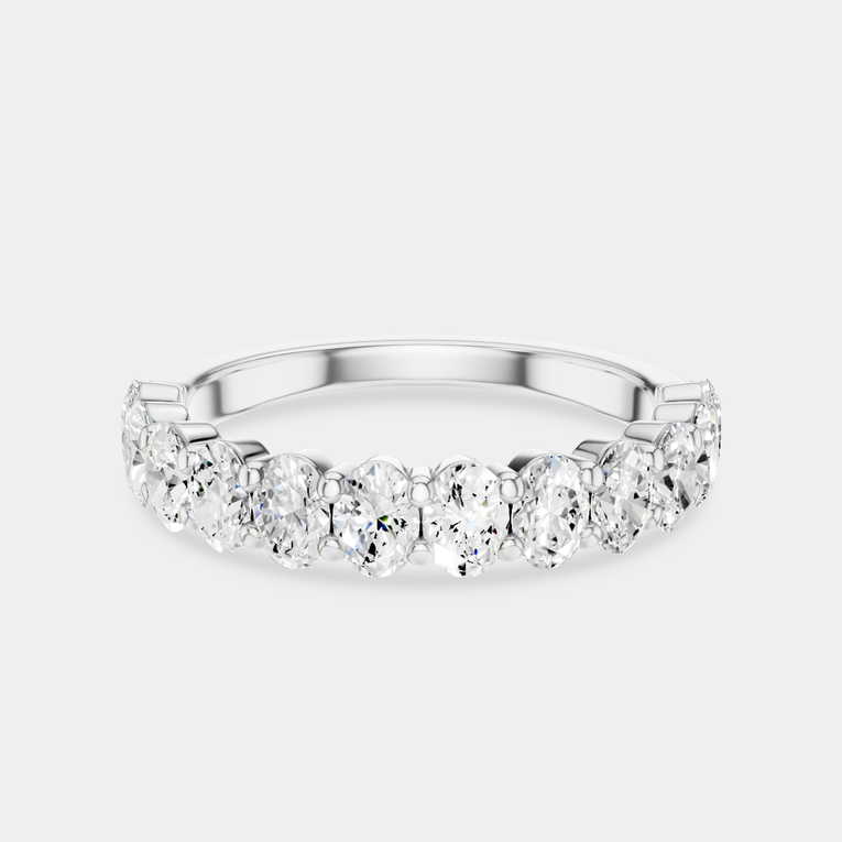 Surry 0.10ct oval North-South half set wedding band in platinum