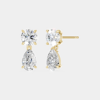 Saville 0.50ct round brilliant pear cut drop earrings in 18ct yellow gold