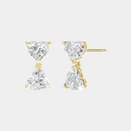 Notting romantic pair double 0.50ct heart shape drop earrings in 18ct yellow gold