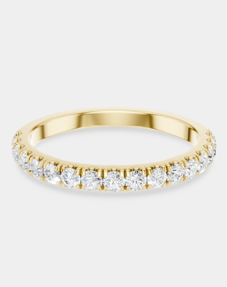 Carson 1.8mm round brilliant half set wedding band in 18ct yellow gold