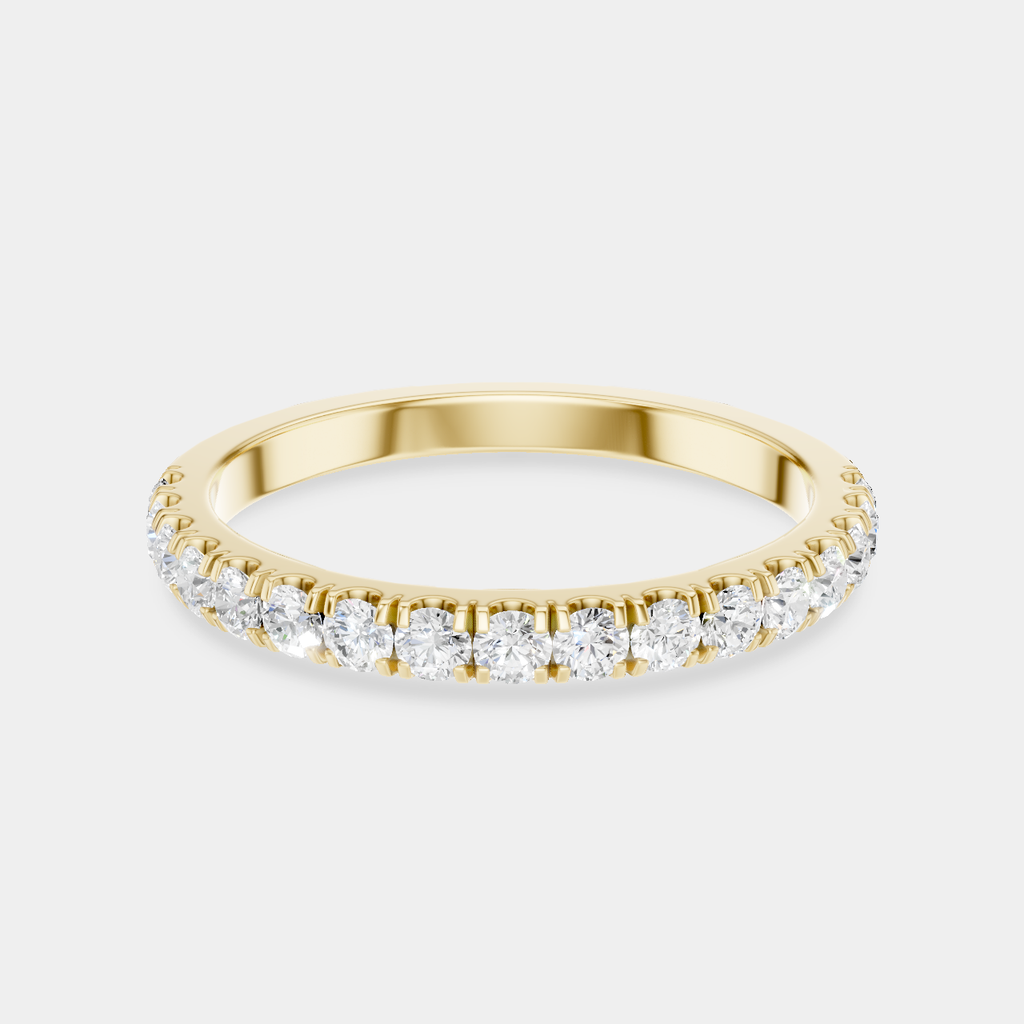 Carson 1.8mm round brilliant half set wedding band in 18ct yellow gold