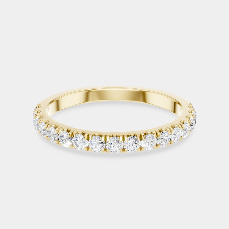 Carson 1.8mm round brilliant half set wedding band in 18ct yellow gold