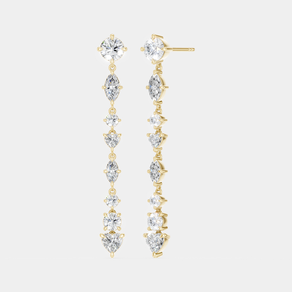 Noho mixed shape statement drop earrings in 18ct yellow gold 