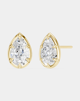 Moncur 1.5ct pear cut diamond studs in 18ct yellow gold