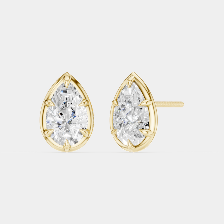 Moncur 1.5ct pear cut diamond studs in 18ct yellow gold