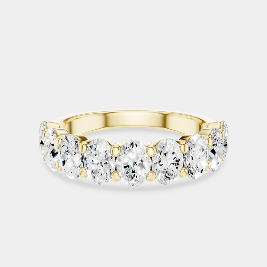 Cler 0.20ct oval half eternity band in 18ct yellow gold