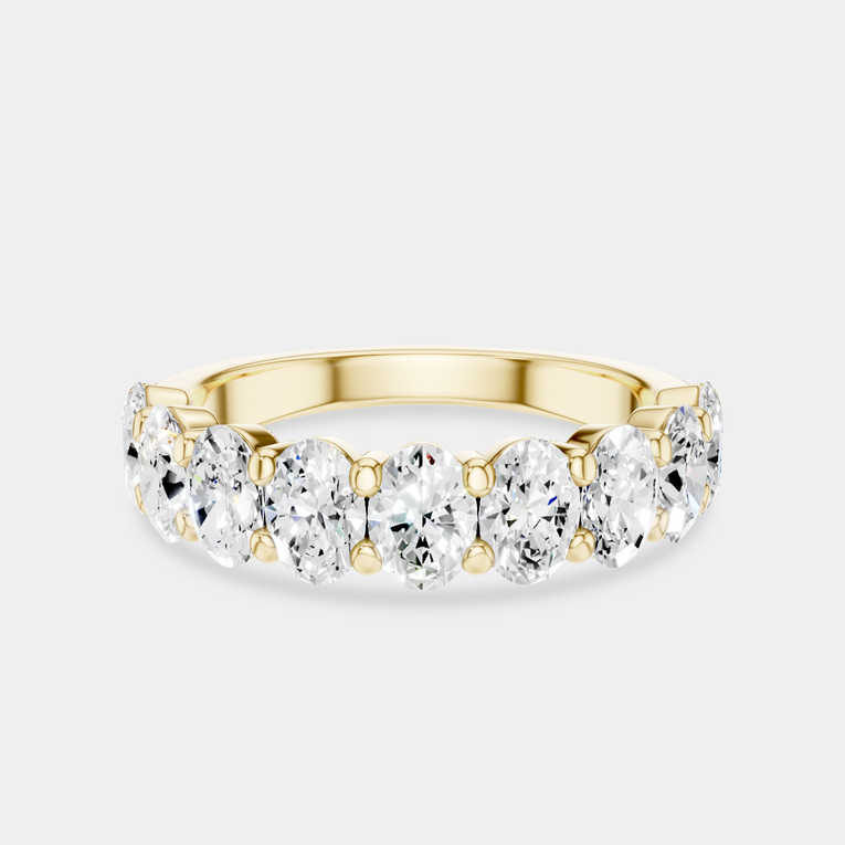 Cler 0.20ct oval half eternity band in 18ct yellow gold