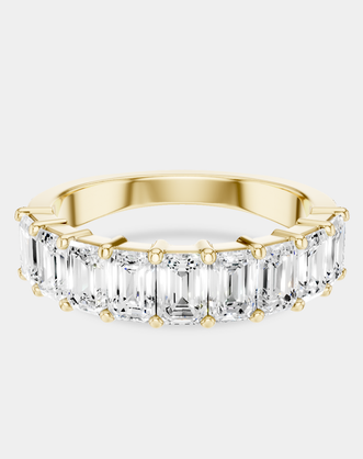 Soho 0.20ct emerald cut half eternity band in 18ct yellow gold