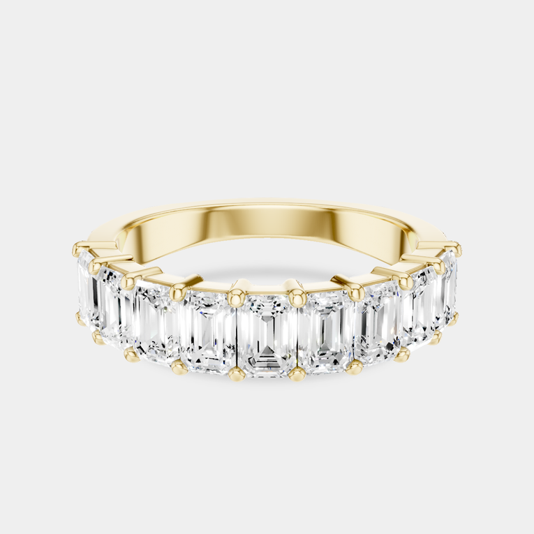 Soho 0.20ct emerald cut half eternity band in 18ct yellow gold