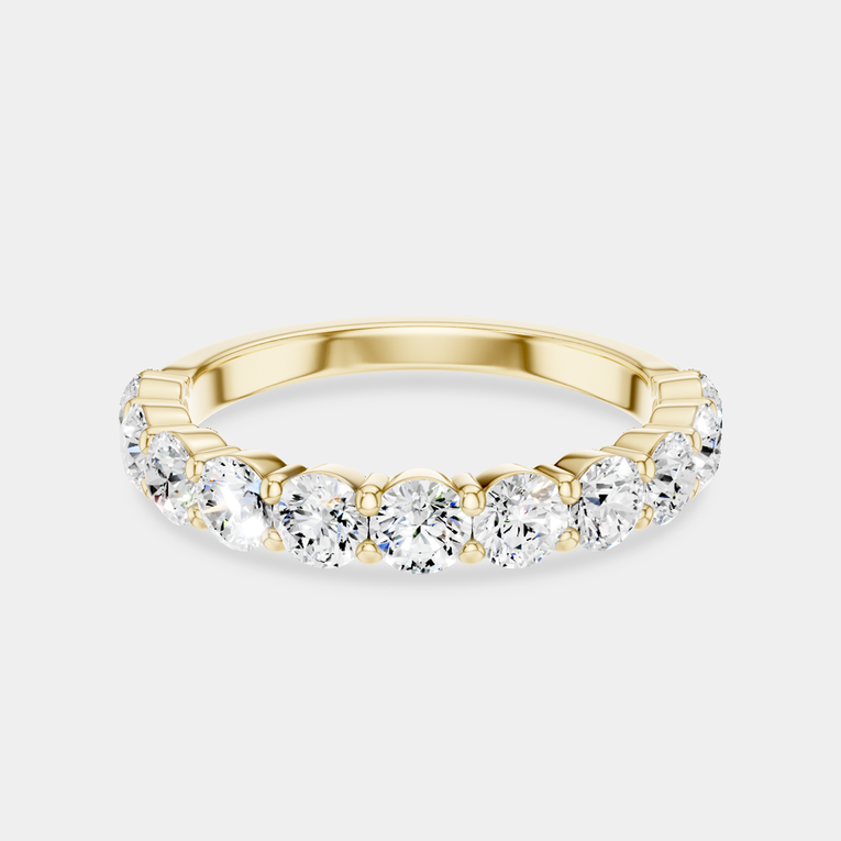 Paddington 3mm round brilliant half set wedding band in 18ct yellow gold