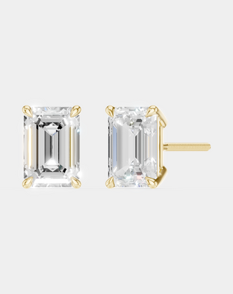 Clark 2ct emerald cut diamond studs in 18ct yellow gold