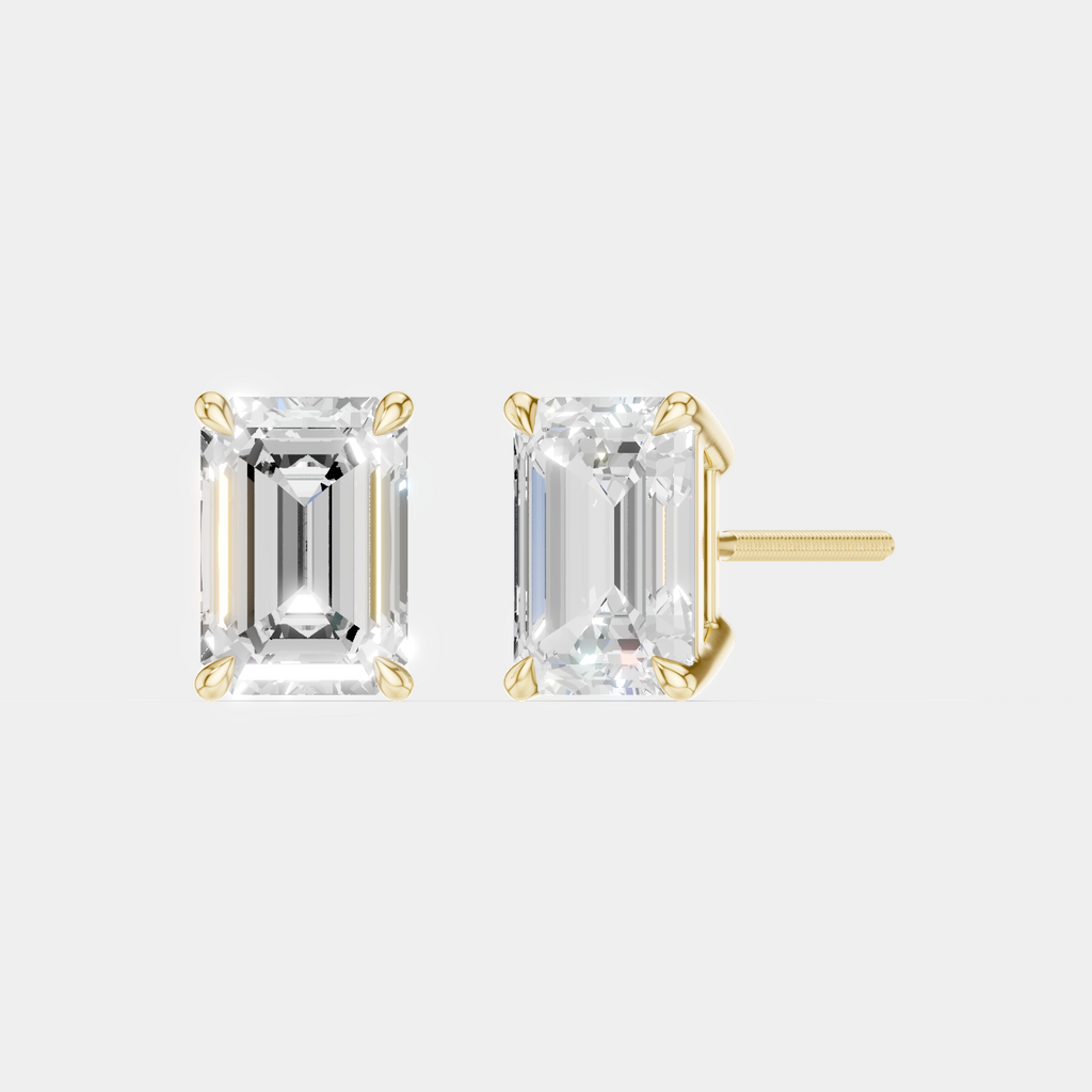 Clark 2ct emerald cut diamond studs in 18ct yellow gold