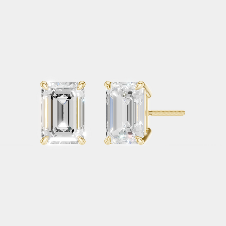 Clark 2ct emerald cut diamond studs in 18ct yellow gold