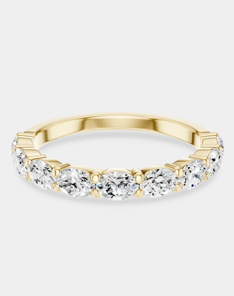 Hastings 0.10ct oval East-West half set wedding band in 18ct yellow gold