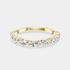 Hastings 0.10ct oval East-West half set wedding band in 18ct yellow gold