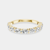 Hastings 0.10ct oval East-West half set wedding band in 18ct yellow gold