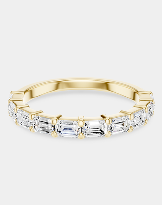 James 0.10ct Emerald Cut East-West Half Set Wedding Band 18ct yellow gold