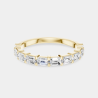 James 0.10ct Emerald Cut East-West Half Set Wedding Band 18ct yellow gold