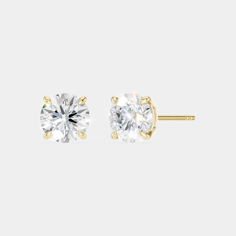 Dean 1ct round brilliant cut diamond studs in 18ct yellow gold