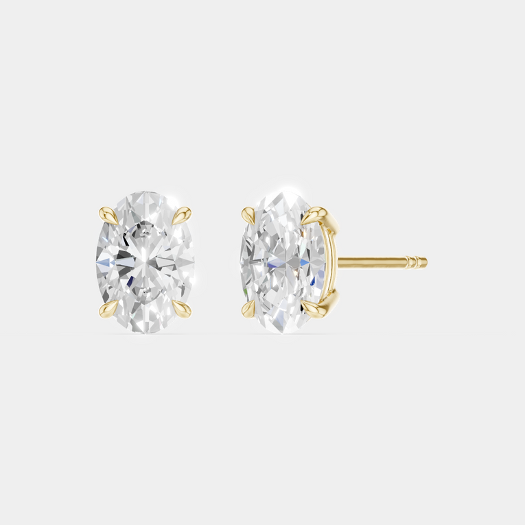 Madison 1ct oval cut diamond studs in 18ct yellow gold
