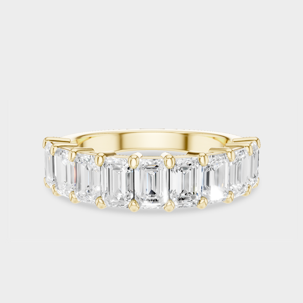 Soho 0.30ct emerald cut half eternity band in 18ct yellow gold