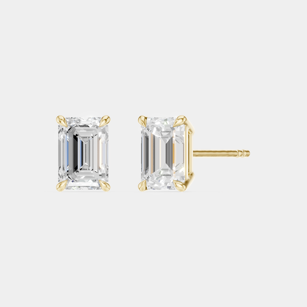 Chelsea 1ct emerald cut diamond studs in 18ct yellow gold