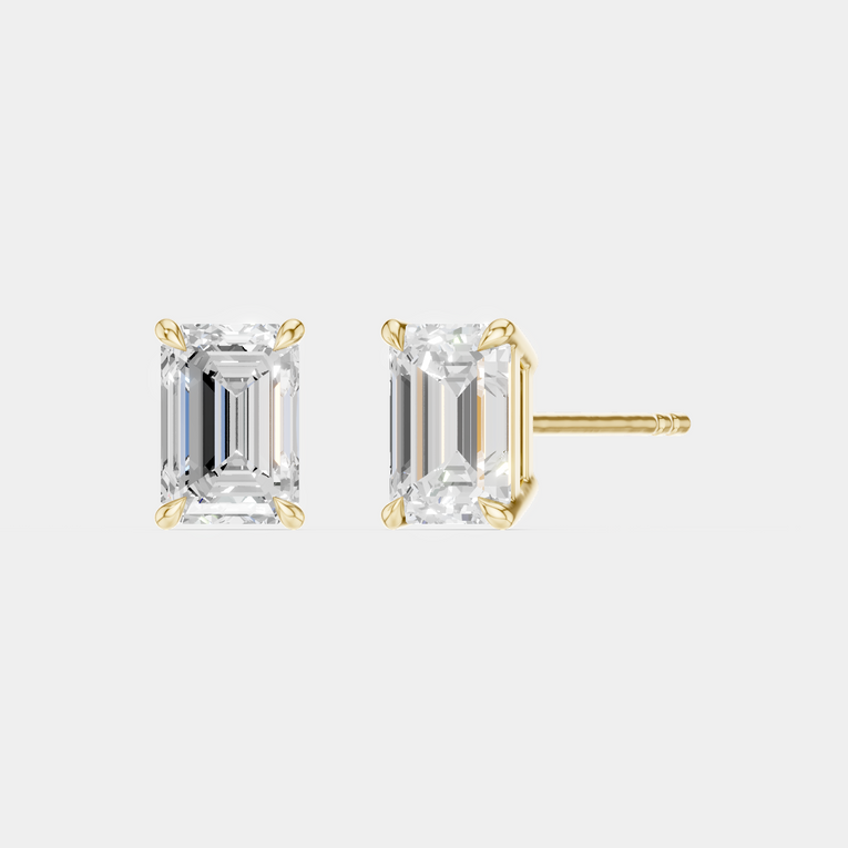 Chelsea 1ct emerald cut diamond studs in 18ct yellow gold