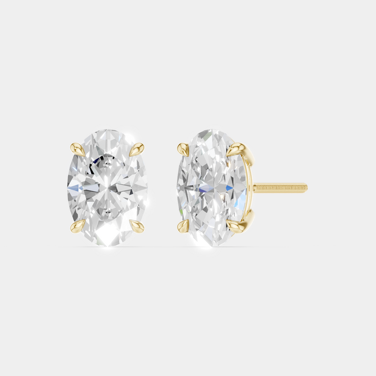 Laurel 2ct oval cut diamond studs in 18ct yellow gold 
