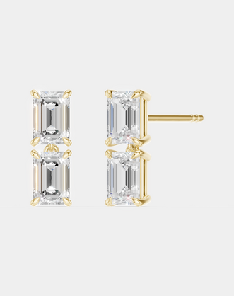 Charlot double 0.50ct emerald cut drop earrings in 18ct yellow gold