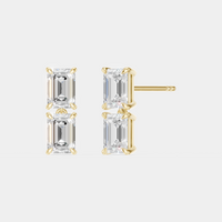 Charlot double 0.50ct emerald cut drop earrings in 18ct yellow gold
