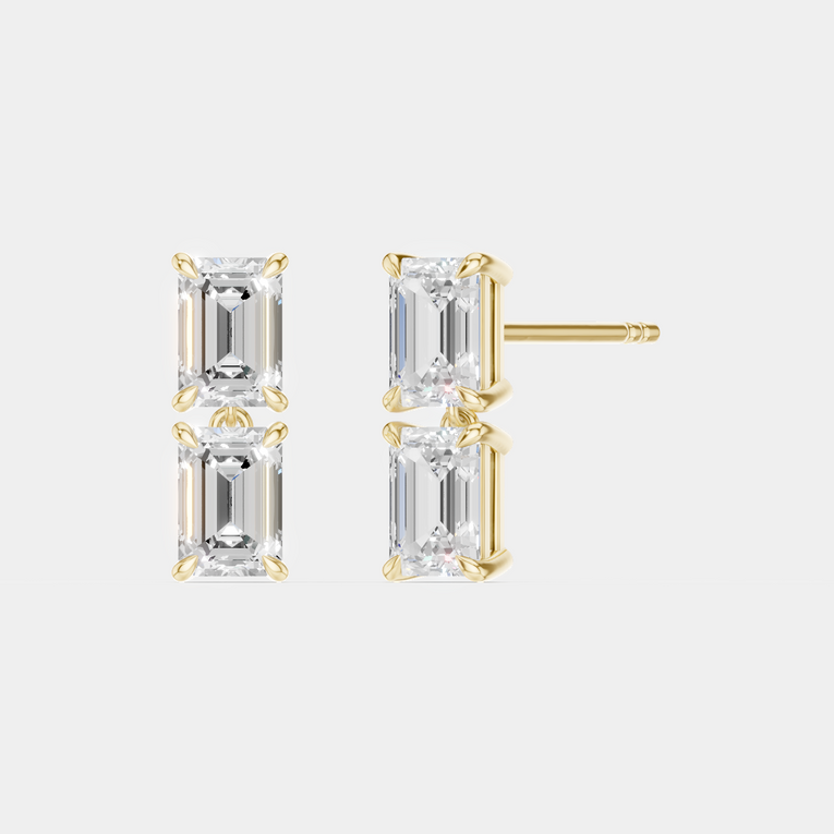 Charlot double 0.50ct emerald cut drop earrings in 18ct yellow gold