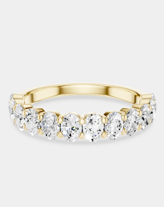 Surry 0.10ct oval North-South half set wedding band in 18ct yellow gold