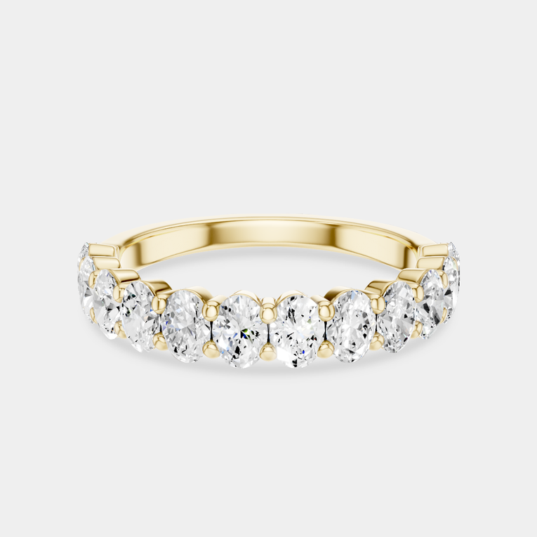 Surry 0.10ct oval North-South half set wedding band in 18ct yellow gold