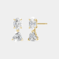 Addison 0.50ct oval heart shape drop earrings in 18ct yellow gold