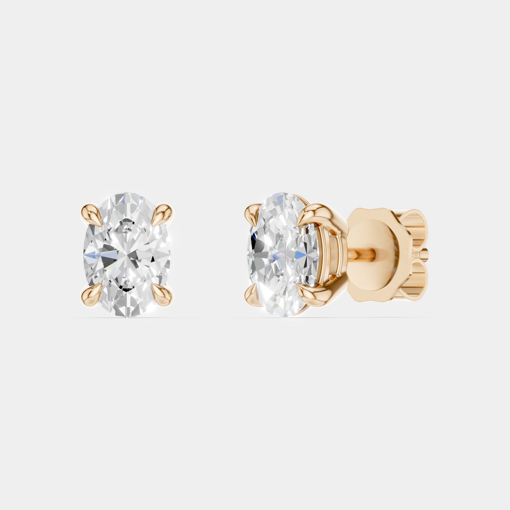 Madison 0.25ct oval cut lab-grown diamond studs in rose gold
