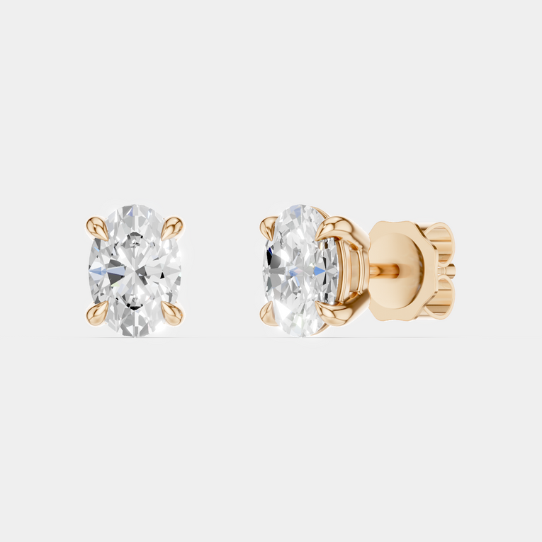 Madison 0.25ct oval cut lab-grown diamond studs in rose gold