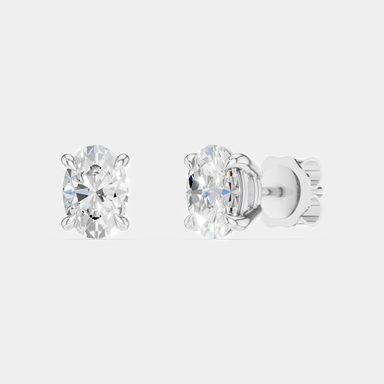 Madison 0.25ct oval cut lab-grown diamond studs in white gold