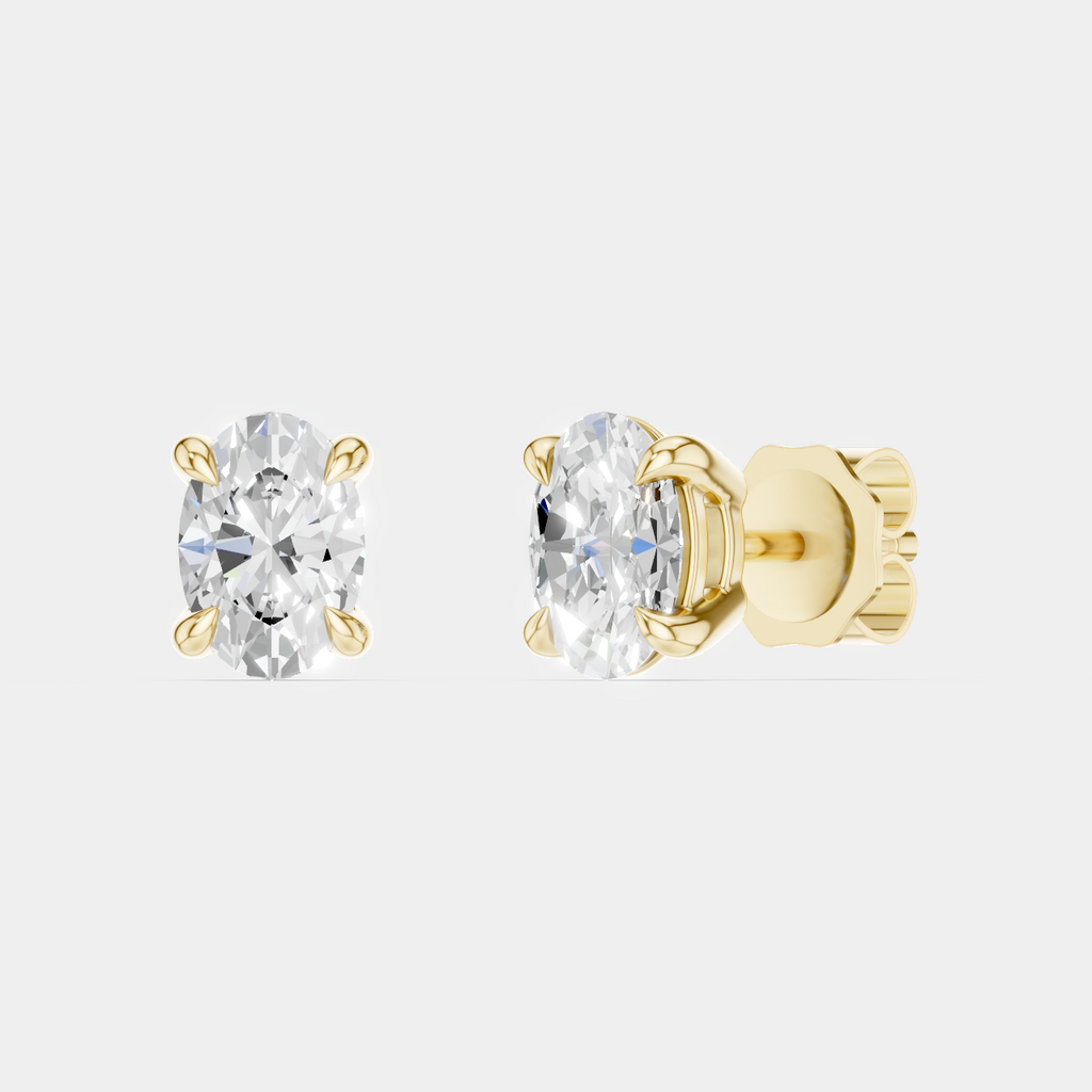 Madison 0.25ct oval cut lab-grown diamond studs in yellow gold