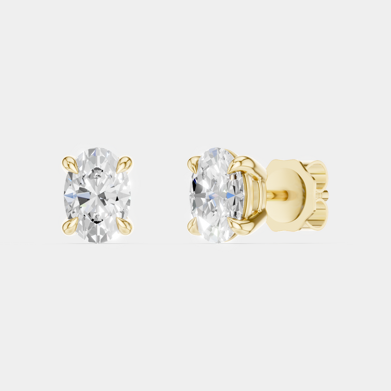 Madison 0.25ct oval cut lab-grown diamond studs in yellow gold