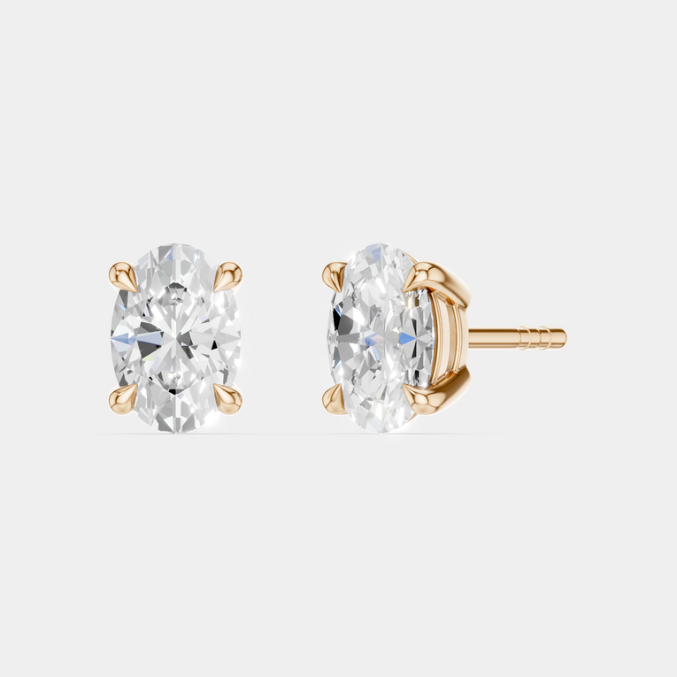 Madison 0.50ct oval cut lab-grown diamond studs in rose gold