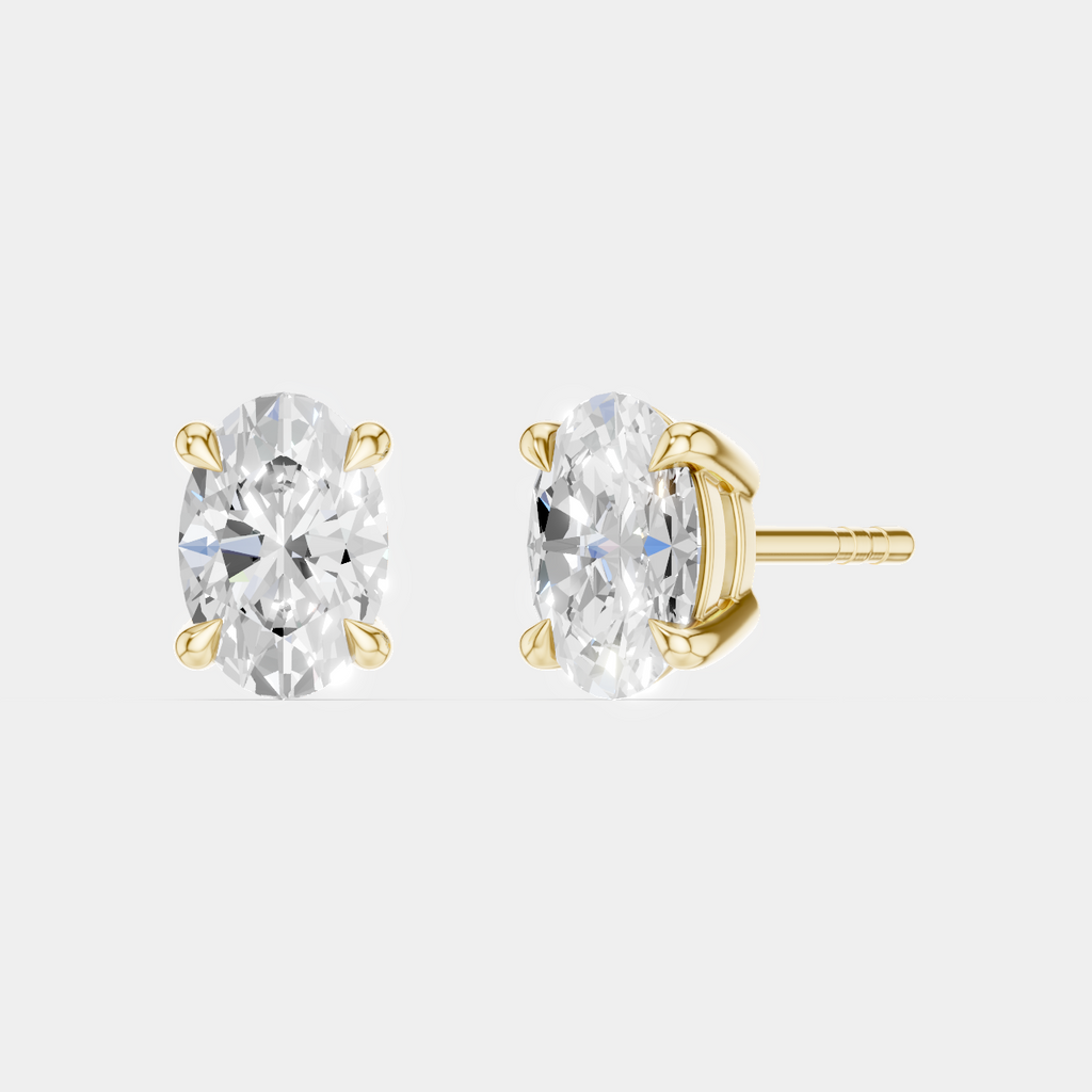 Madison 0.50ct oval cut lab-grown diamond studs in yellow gold