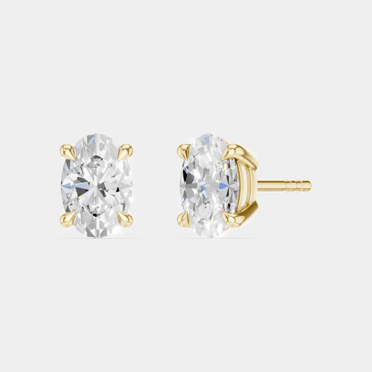 Madison 0.50ct oval cut lab-grown diamond studs in yellow gold