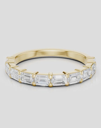 James 0.10ct Emerald Cut East-West Half Set Wedding Band 18ct yellow gold