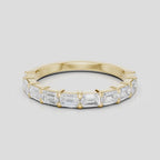 James 0.10ct Emerald Cut East-West Half Set Wedding Band 18ct yellow gold