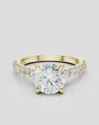 Dean round brilliant four claw diamond band engagement ring in 18ct yellow gold 