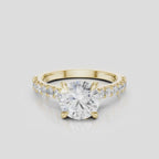 Dean round brilliant four claw diamond band engagement ring in 18ct yellow gold 